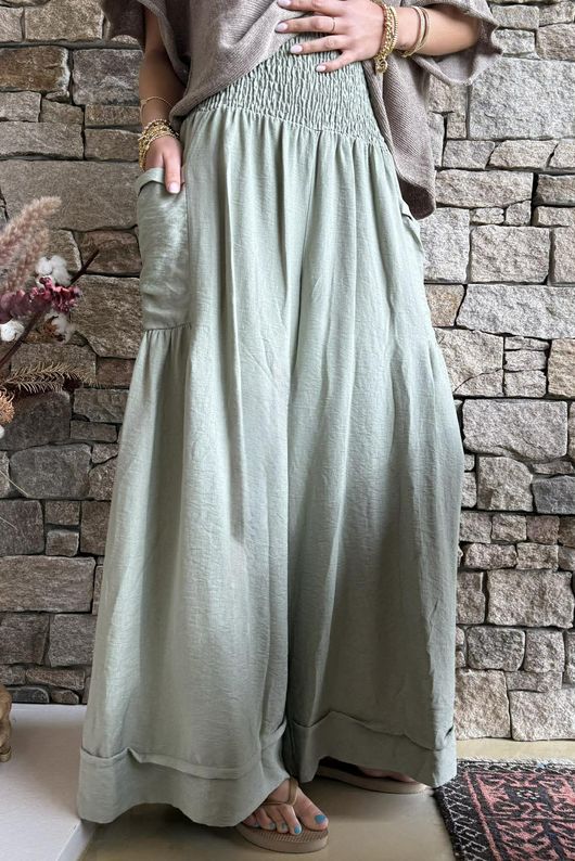 Basso Shirring Sailor Pant Khaki